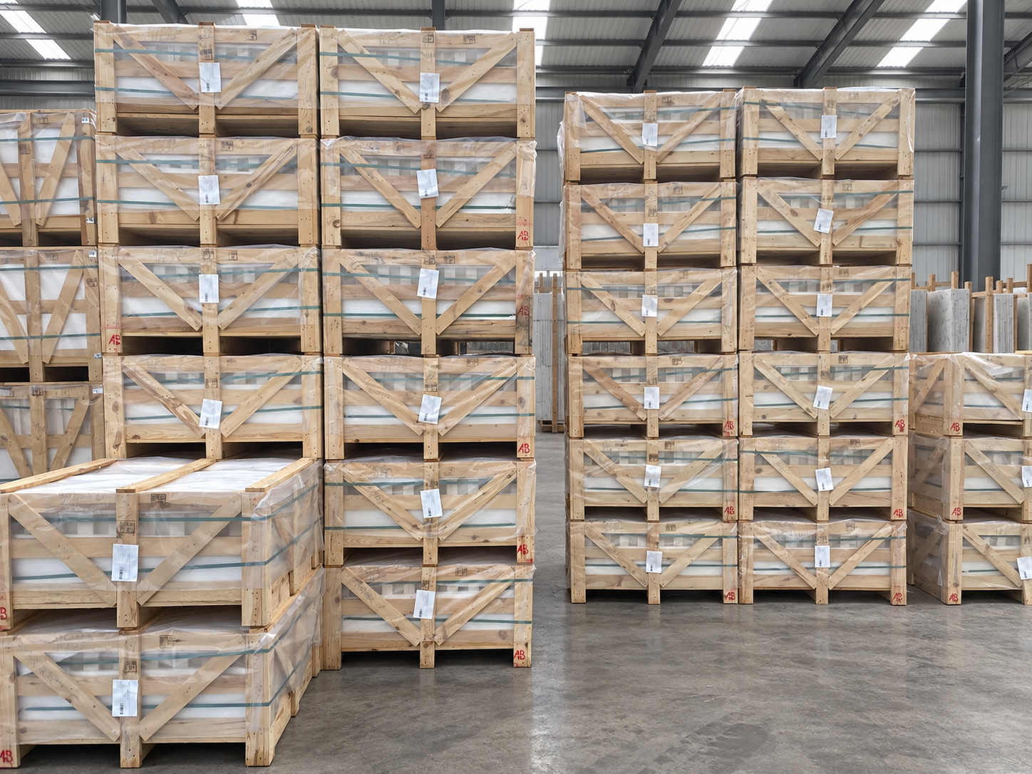 Limra Limestone packed crates