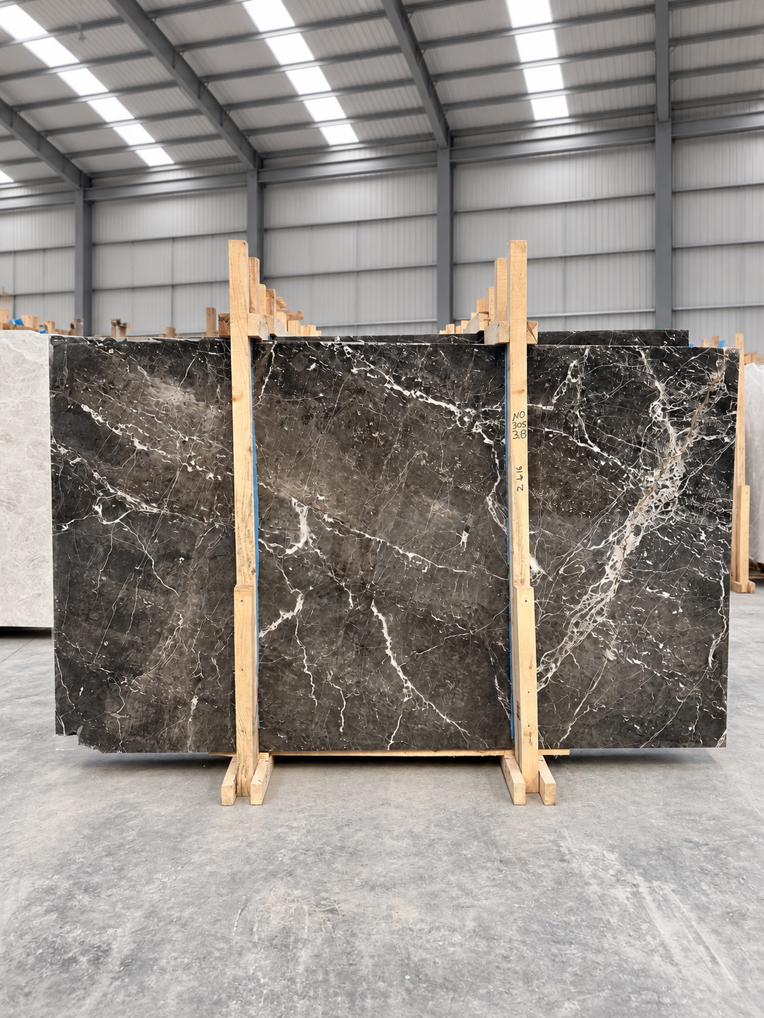 Nocturne Black slab in Marmaras warehouse presentation