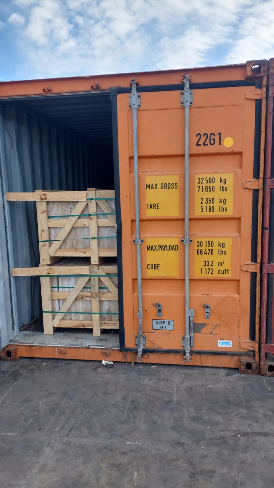 America shipment 3 — packed natural stone crates, container identification concealed