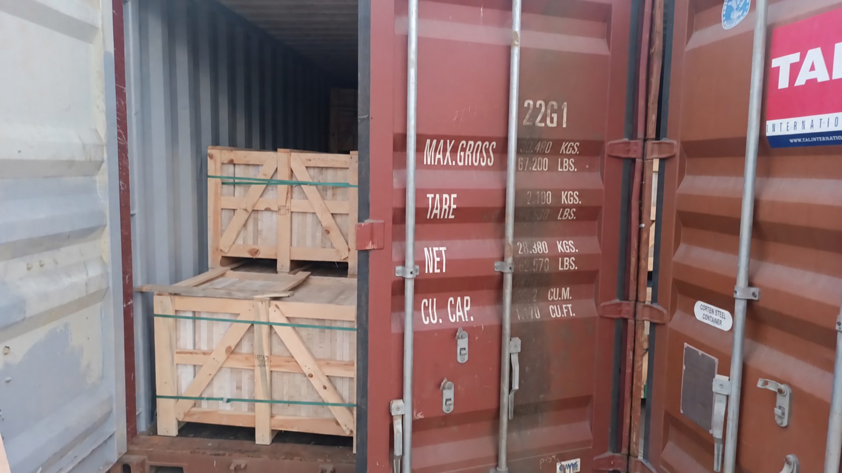 America shipment 10 — packed natural stone crates, container identification concealed